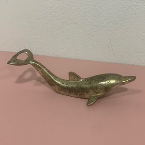 Dolphin Bottle Cap Opener Vintage Silver Metal Patina pop tap and twist bar